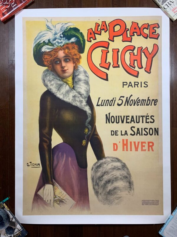 A La Place Clichy - Art By Charles Tichon (1898) 35.75x50.5 French Advertising Poster LB