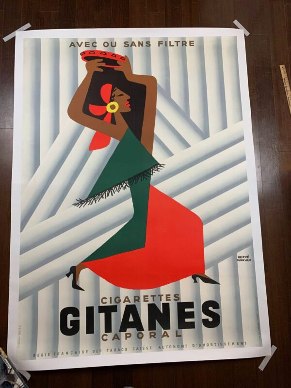 Gitanes - Art By Herve Morvan (1955) 46x62.5 French Tobacco Advertising Poster LB