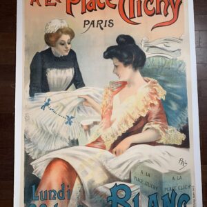 A La Place Clichy Blanc - Art by Tichon (1894) 35x39 French Advertising Poster LB