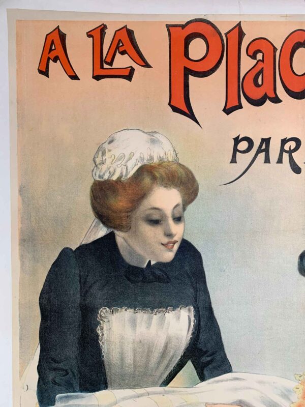 A La Place Clichy Blanc - Art by Tichon (1894) 35x39 French Advertising Poster LB - Image 2