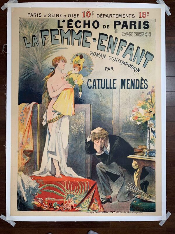 La Femme-Enfant - Art by Lucien Metivet (1891) 37.5x51.5 French Advertising Poster LB