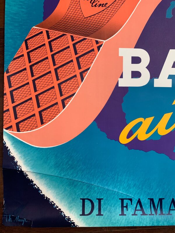 Bally Airline Shoes - Art by Muyr (1954) 35.5x50.25 Swiss Advertising Poster - Image 5