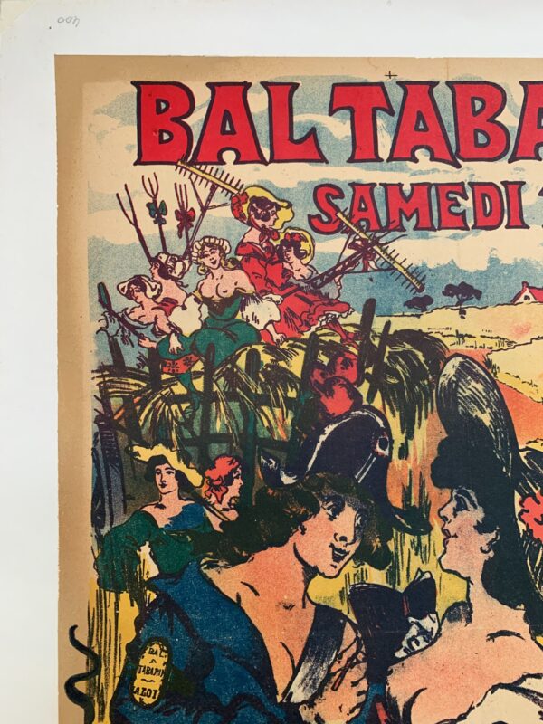 Bal Tabarin Fete de la Moisson - Art by Smiley (1907) 16.5 x 24.5 French Advertising Poster LB - Image 2
