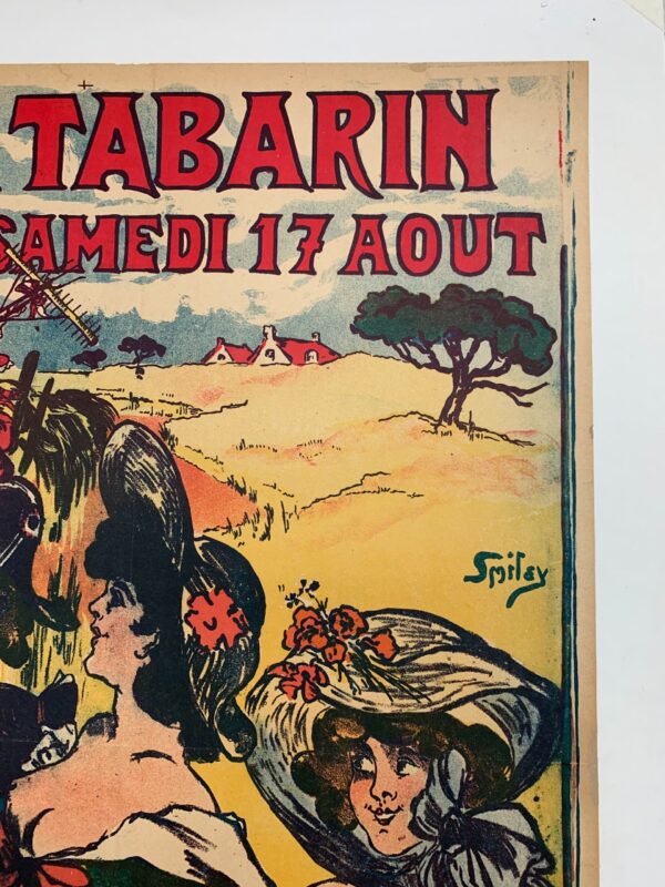 Bal Tabarin Fete de la Moisson - Art by Smiley (1907) 16.5 x 24.5 French Advertising Poster LB - Image 3
