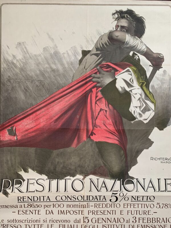 Prestito Nazionale - Art by Borgoni (1916) 27x39.4 Italian Advertising Poster - Image 7