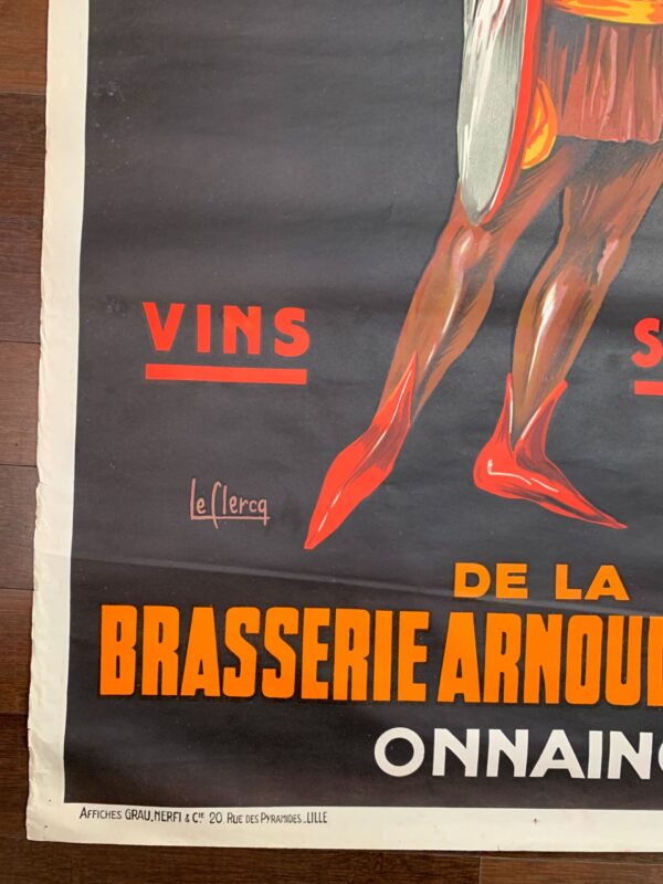 Bieres de Garde - Art by Le Clercq (1930) 31.5x47 Belgian Advertising Poster - Image 5