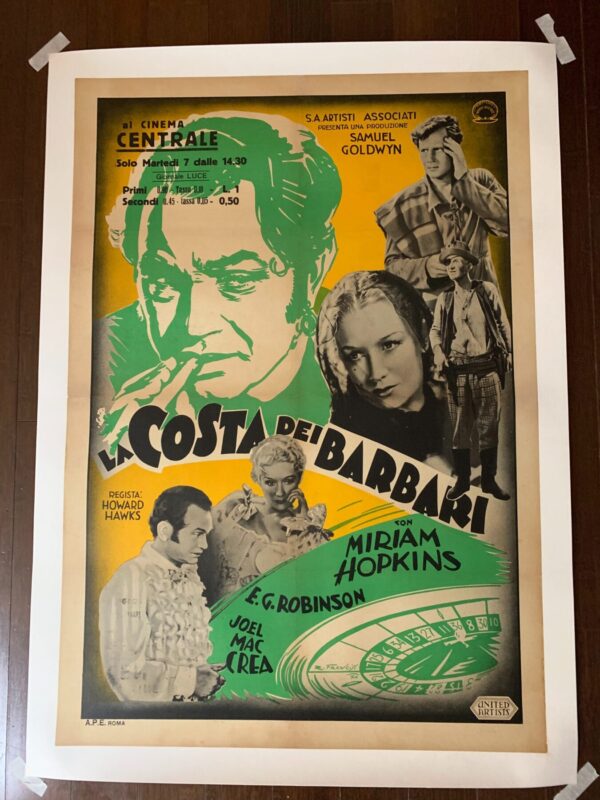 Barbary Coast - Edward G. Robinson (1935) 27.5x39.375 Italian Movie Poster LB