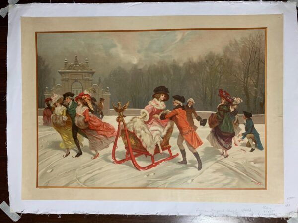 Russian Imperial Sleigh - Art By Rossi (1914) 21x29 Russian Lithograph Poster LB