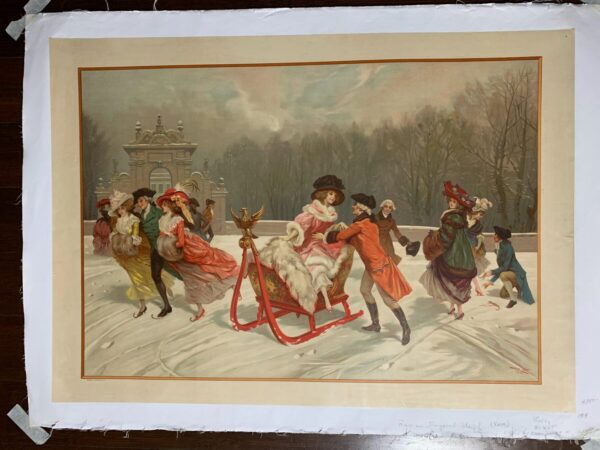 Russian Imperial Sleigh - Art By Rossi (1914) 21x29 Russian Lithograph Poster LB - Image 2
