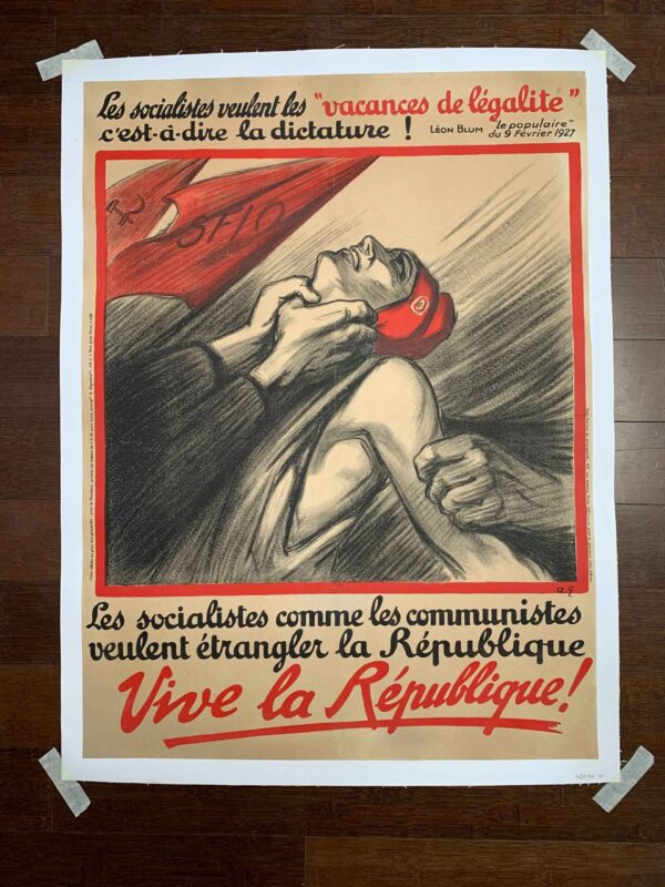 Vive la Republique (1922) 23.25x31.5 French Lithograph Protest Poster LB