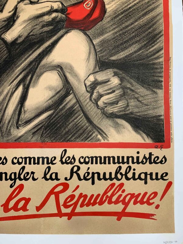 Vive la Republique (1922) 23.25x31.5 French Lithograph Protest Poster LB - Image 4