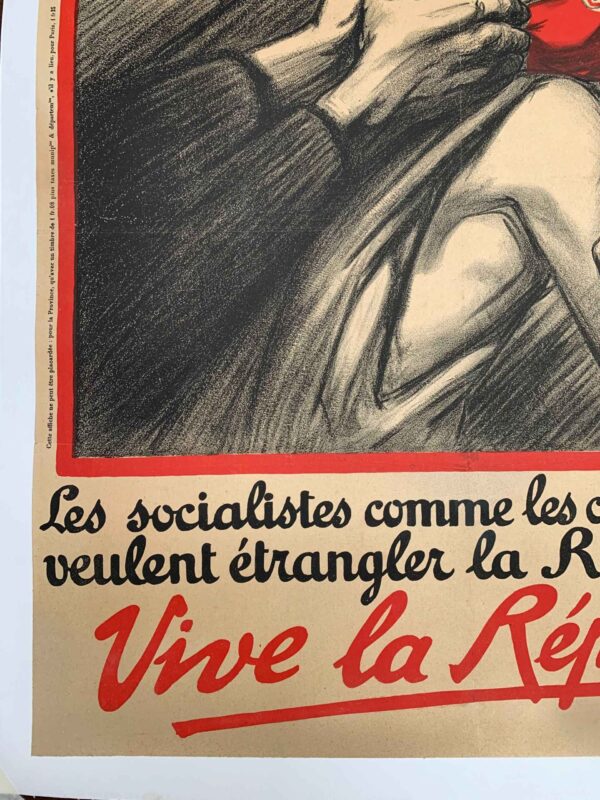 Vive la Republique (1922) 23.25x31.5 French Lithograph Protest Poster LB - Image 5