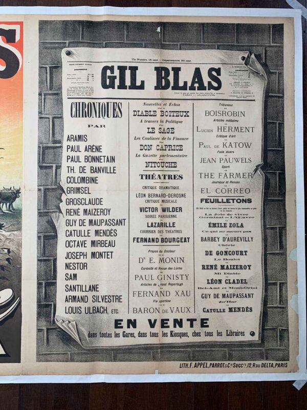 Gil Blas La Terre - Book by Emile Zola (1887) 39x59 Rare French Litho Poster LB - Image 3