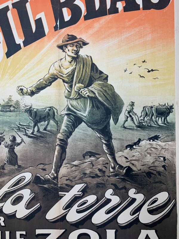 Gil Blas La Terre - Book by Emile Zola (1887) 39x59 Rare French Litho Poster LB - Image 4