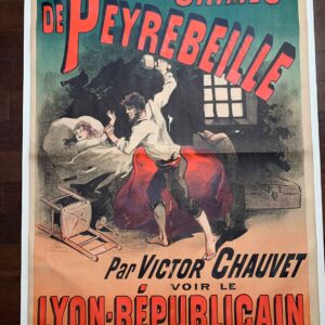 Les Crimes De Peyrebeille Rare Cheret Art (1885) 34x49 French Lithograph Poster LB