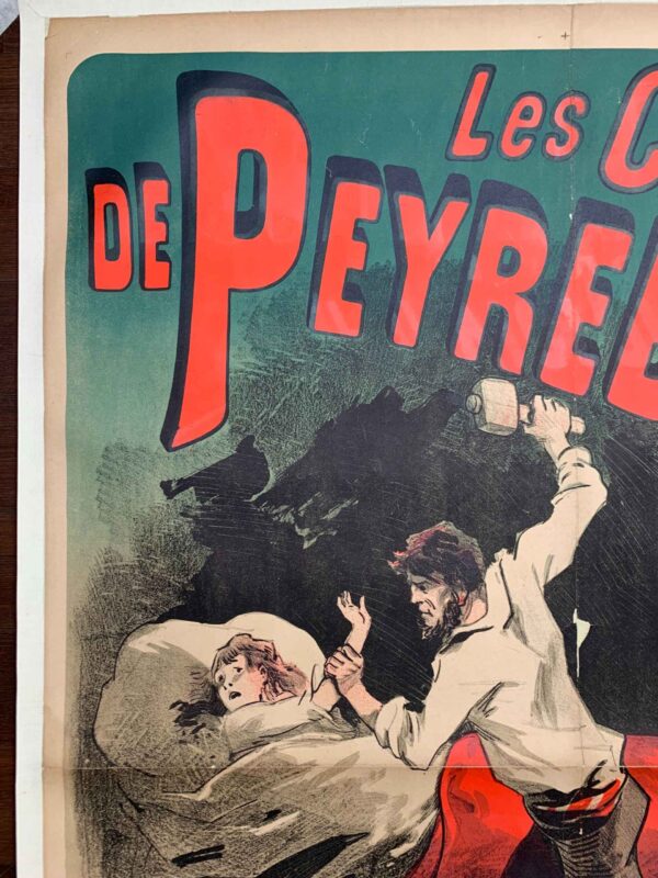 Les Crimes De Peyrebeille Rare Cheret Art (1885) 34x49 French Lithograph Poster LB - Image 2