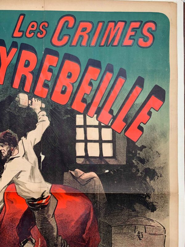 Les Crimes De Peyrebeille Rare Cheret Art (1885) 34x49 French Lithograph Poster LB - Image 3