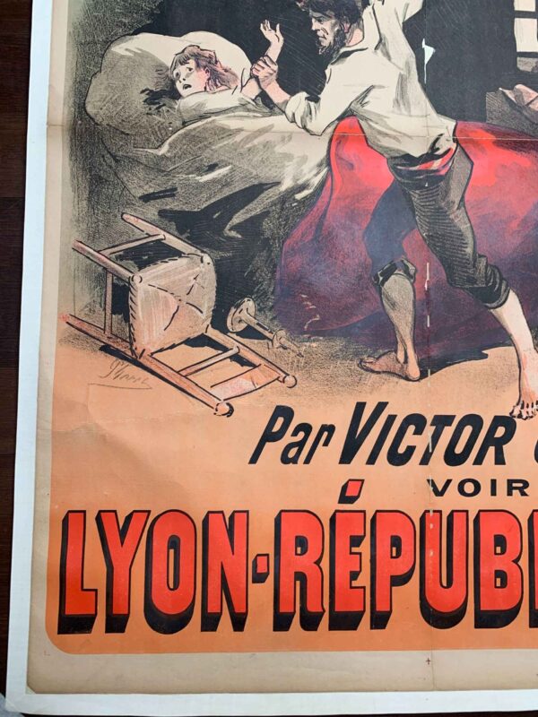 Les Crimes De Peyrebeille Rare Cheret Art (1885) 34x49 French Lithograph Poster LB - Image 5