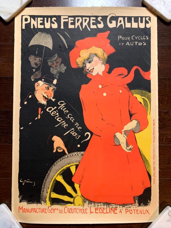 Pneu Ferres Gallus - Art by Grun (1900) 15.5"X23.5" French Advertising Poster LB