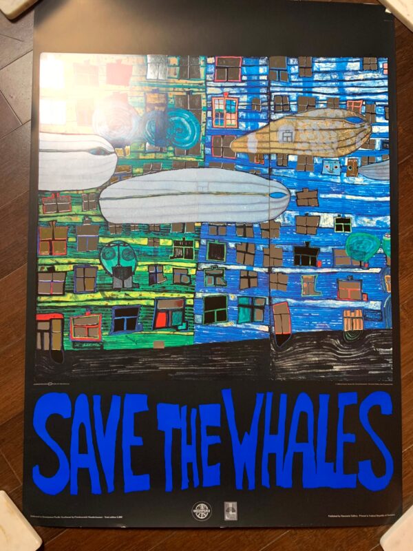 Save the Whales - Art by Friedensreich Hundertwasser (1982) 23.5"X33" US Poster- Signed