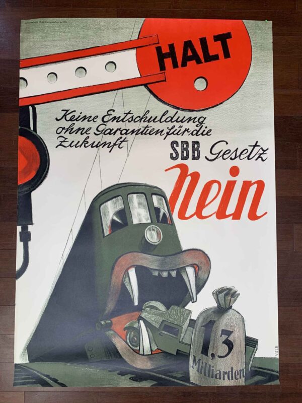 Halt! SBB Gesetz Nein Hugo Laubi (1943) 35x51 German WWII Poster