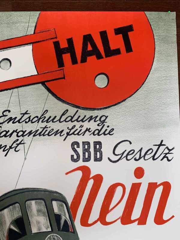 Halt! SBB Gesetz Nein Hugo Laubi (1943) 35x51 German WWII Poster - Image 3