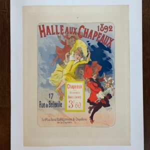 Halle Aux Chapeaux - Very Rare - Art By Cheret (1892) 15.25x18.75 French Lithograph LB
