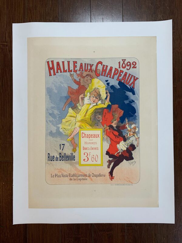 Halle Aux Chapeaux - Very Rare - Art By Cheret (1892) 15.25x18.75 French Lithograph LB