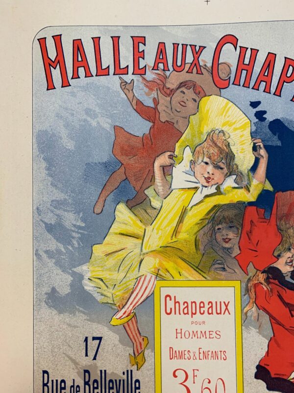 Halle Aux Chapeaux - Very Rare - Art By Cheret (1892) 15.25x18.75 French Lithograph LB - Image 3