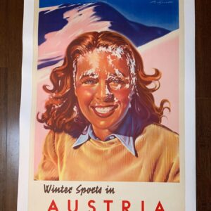 Winter Sports In Austria - Art By F. Adametz (1950's) 25x37.75 Austrian Travel Poster LB