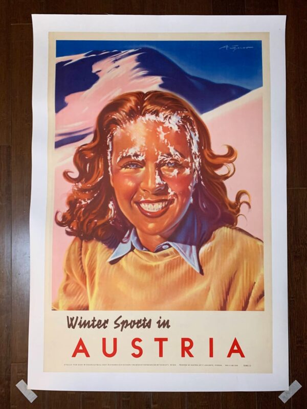 Winter Sports In Austria - Art By F. Adametz (1950's) 25x37.75 Austrian Travel Poster LB - Image 2