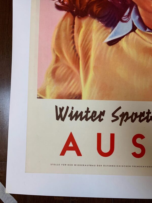 Winter Sports In Austria - Art By F. Adametz (1950's) 25x37.75 Austrian Travel Poster LB - Image 3