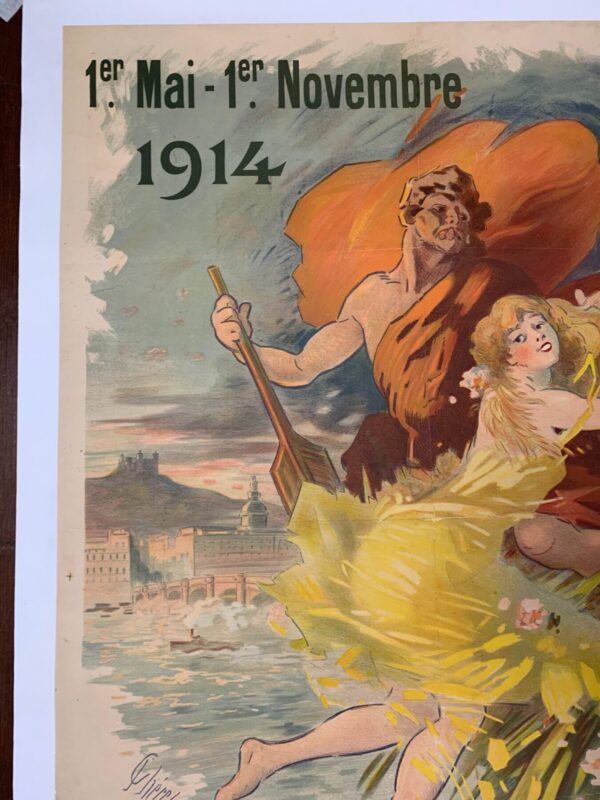 Exposition Nationale De Lyon - Art By Cheret (1914) 29.125x40.125 French Lithograph Poster LB - Image 4