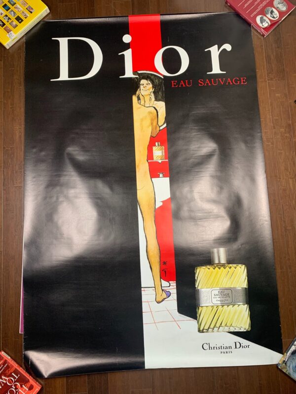 Dior Eau Savage 01 - Art By Rene Gruau (1990's) 46.5x68.75 US Advertising Poster - Double Sided