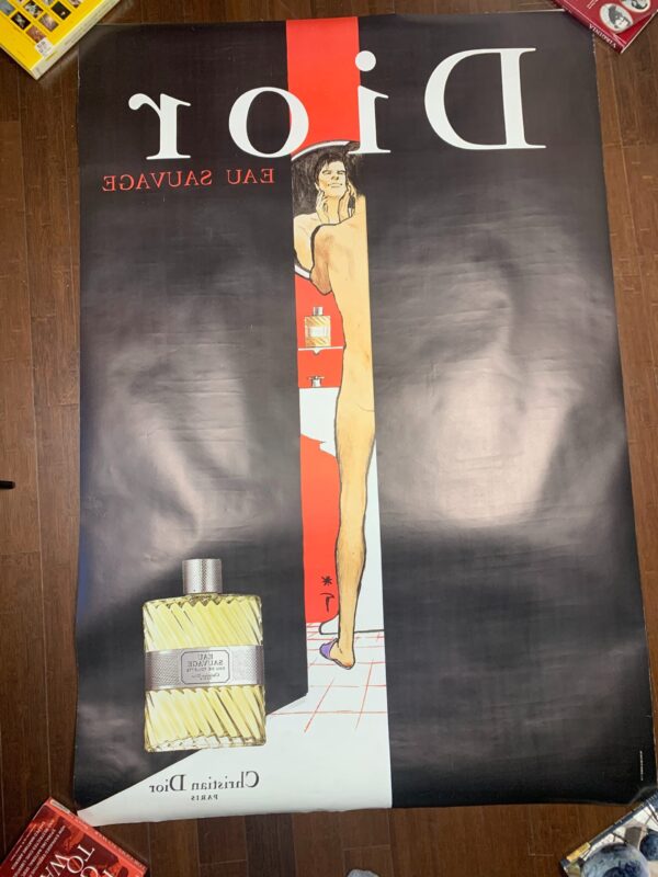Dior Eau Savage 01 - Art By Rene Gruau (1990's) 46.5x68.75 US Advertising Poster - Double Sided - Image 6