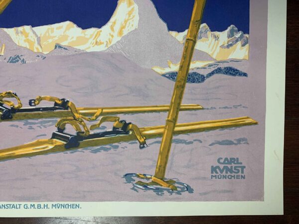 Bilgeri Ski - Art By Carl Kunst (1910's) 19.875x30 German Travel Poster - Image 2
