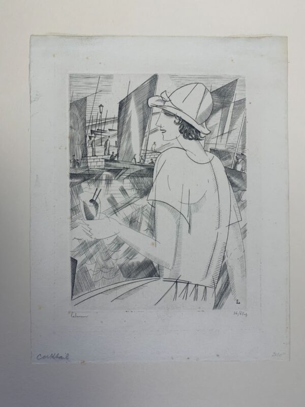 Cocktail - Art by Jean-Emile Laboureur (1919) 7x8.75 French Cubism Artwork #34/65 Pencil Signed