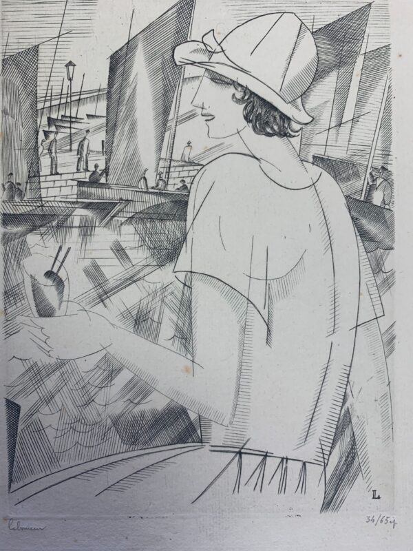 Cocktail - Art by Jean-Emile Laboureur (1919) 7x8.75 French Cubism Artwork #34/65 Pencil Signed - Image 2