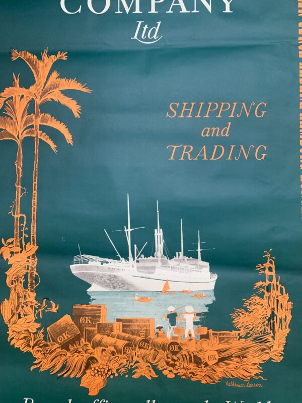 East Asiatic Company - Art by Valdemar Larsen (1941) 24.4x39.4 UK Advertising Poster - Image 2