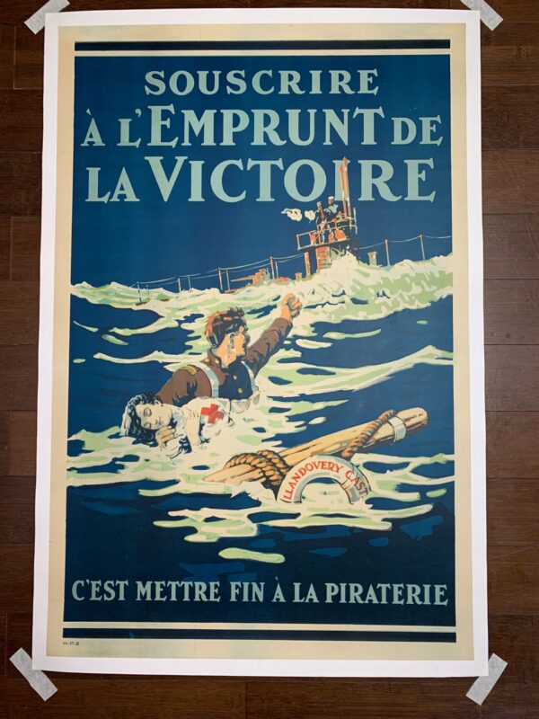 Emprunt de la Victoire (1918) 24x36.5 Rare Canadian War Poster LB