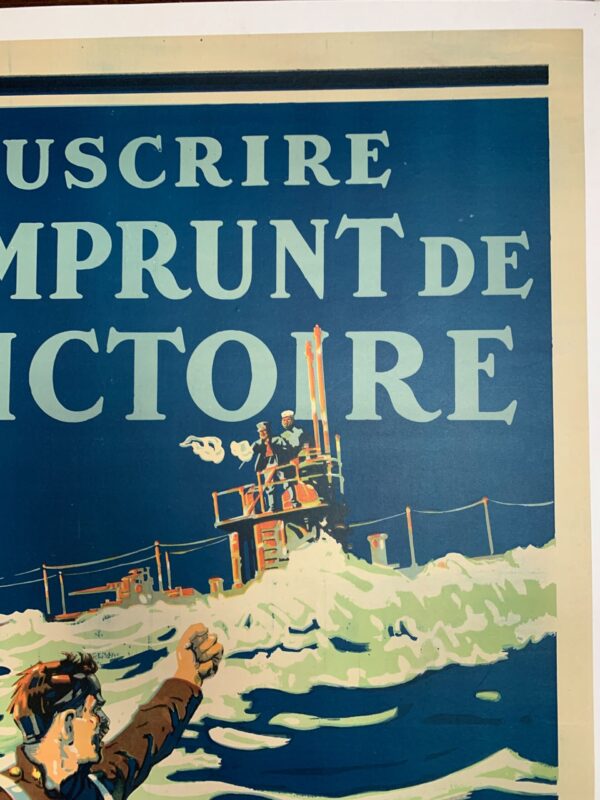 Emprunt de la Victoire (1918) 24x36.5 Rare Canadian War Poster LB - Image 3
