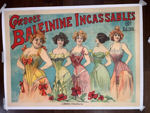 Corsets Baleinine Incassables - Art by Alfred Choubrac (1890's) 37x50.75 French Advertising Poster LB