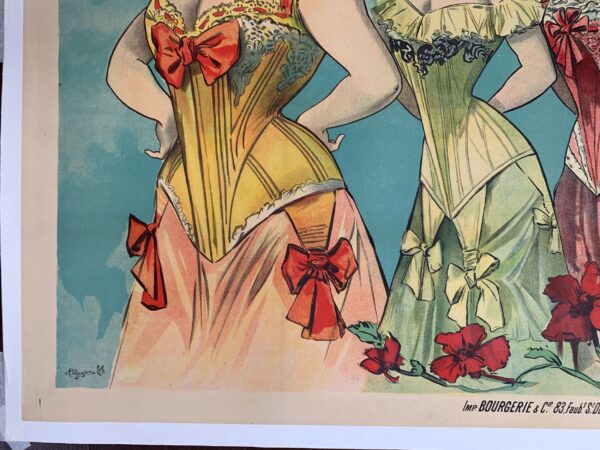 Corsets Baleinine Incassables - Art by Alfred Choubrac (1890's) 37x50.75 French Advertising Poster LB - Image 3