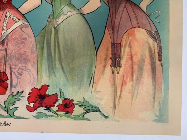 Corsets Baleinine Incassables - Art by Alfred Choubrac (1890's) 37x50.75 French Advertising Poster LB - Image 4