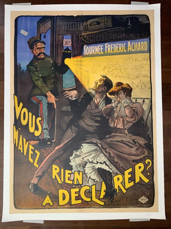 Tournee Frederic Achard - Art by Louis Galice (1900's) 39x55 French Theater Poster LB