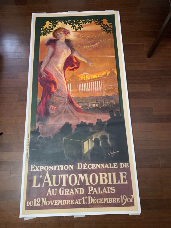 Exposition Decennale de l'Automobile - Art by Georges Rochegrosse (1907) 45x96 French Advertising Poster LB - Image 2