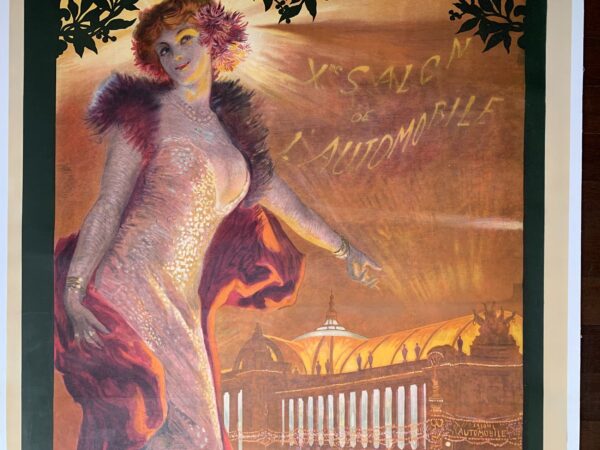 Exposition Decennale de l'Automobile - Art by Georges Rochegrosse (1907) 45x96 French Advertising Poster LB - Image 4