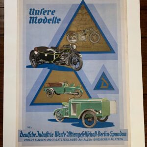 Unfere Modelle - Art By Rud Miller (1928) 20x28.25 German Auto Advertising Poster LB