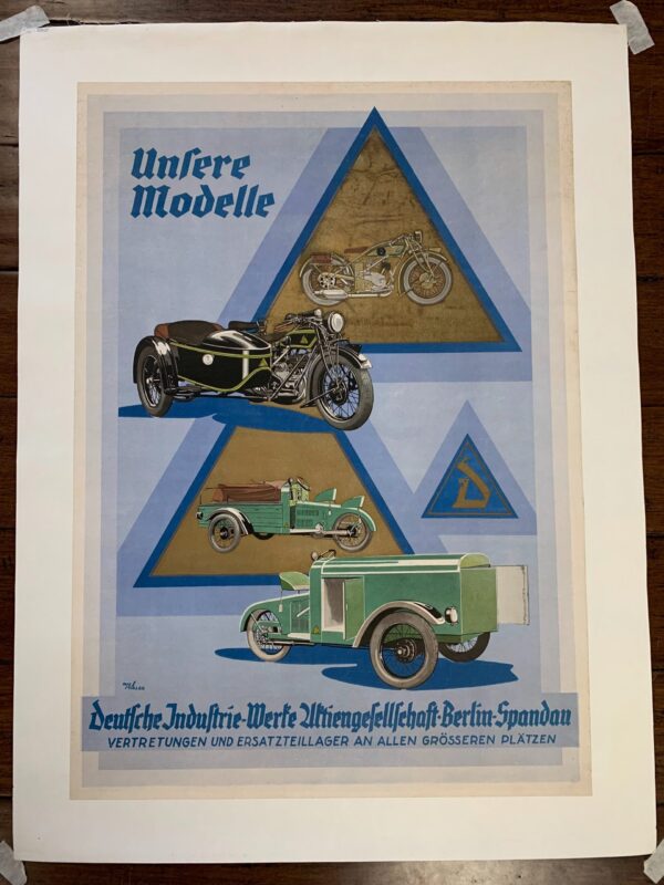 Unfere Modelle - Art By Rud Miller (1928) 20x28.25 German Auto Advertising Poster LB