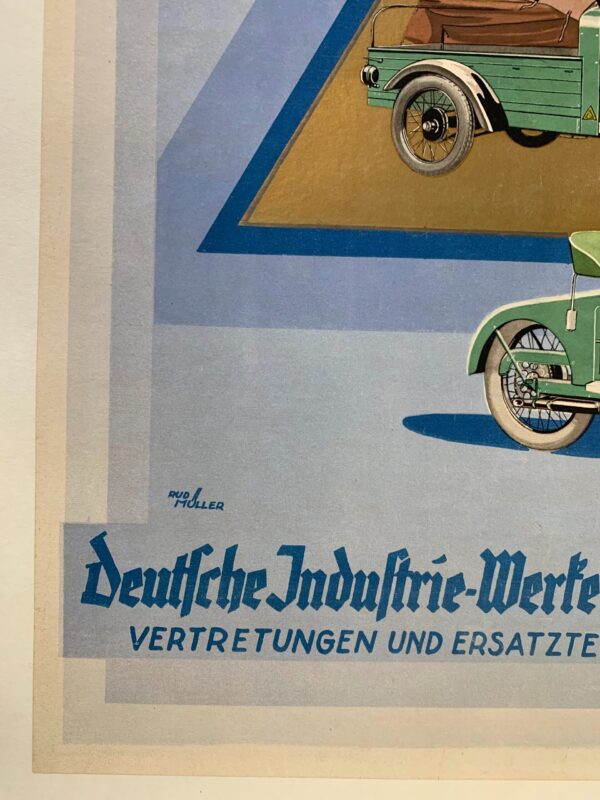 Unfere Modelle - Art By Rud Miller (1928) 20x28.25 German Auto Advertising Poster LB - Image 7